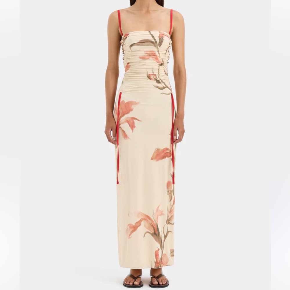 Sir The Label Dress Hana Ruched Floral Midi Sz L